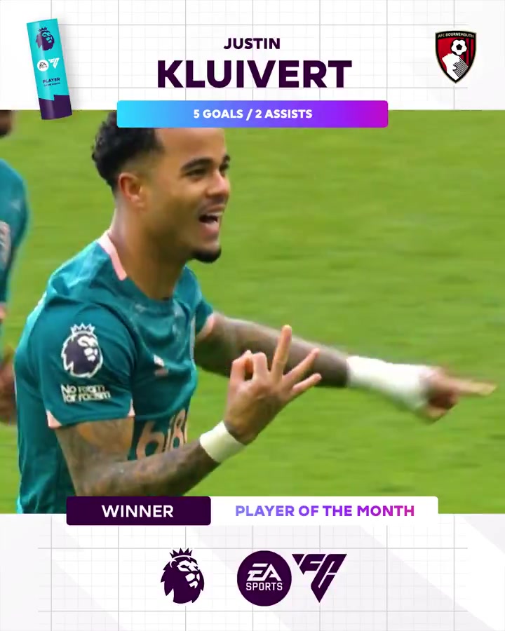 九游会j9官网真人游戏第一品牌4场5球2助!小克鲁伊维特当选英超1月最佳球员